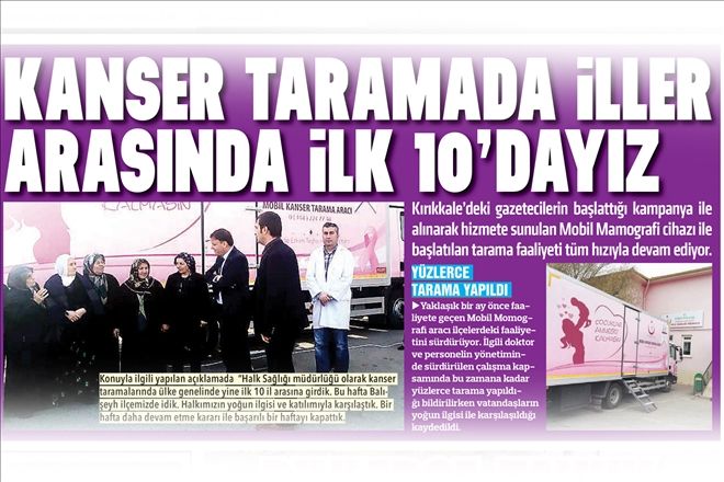 Kanser Taramada İller Arasında İlk 10´dayız