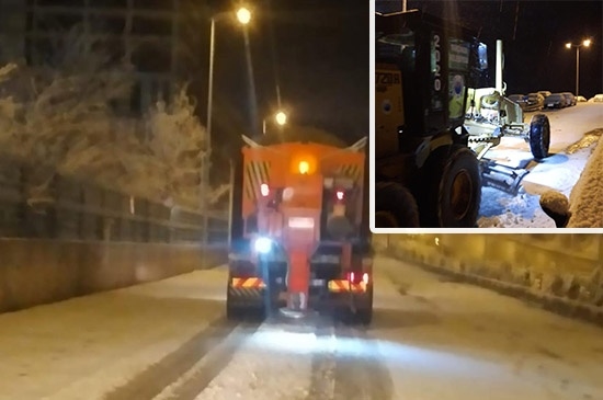 YAHŞİHAN BELEDİYESİ KAR YAĞIŞINA ANINDA MÜDAHALE ETTİ