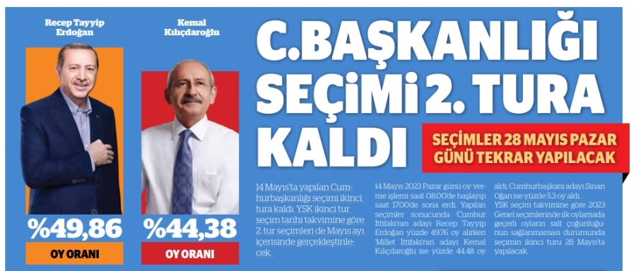 CUMHURBAŞKANLIĞI SEÇİMİ İKİNCİ TURA KALDI 