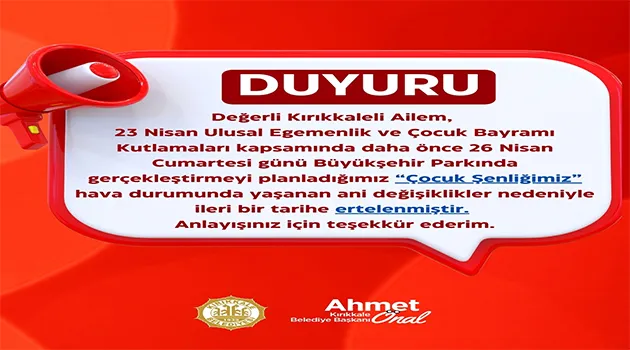 Çocuk Şenliği İleri Bir Tarihe Ertelendi