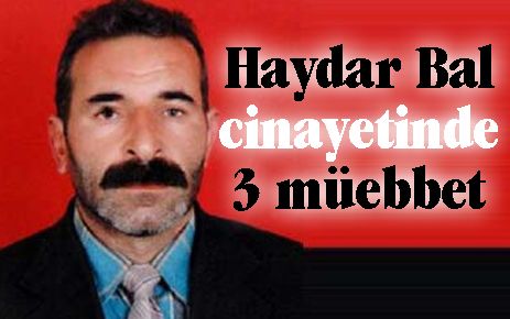 Haydar Bal Cinayetinde 3 Müebbet