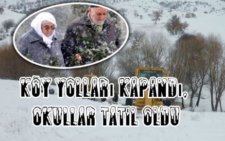 Köy yolları kapandı,Okullar tatil oldu