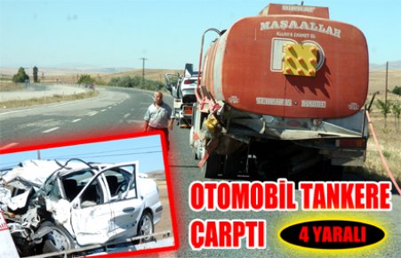 OTOMOBİL SULAMA TANKERİNE ARKADAN ÇARPTI