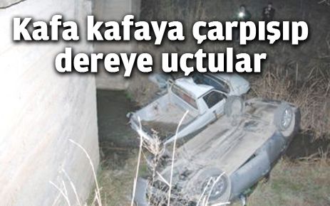 Otomobille ve kamyonet kafa kafaya çarpıştı